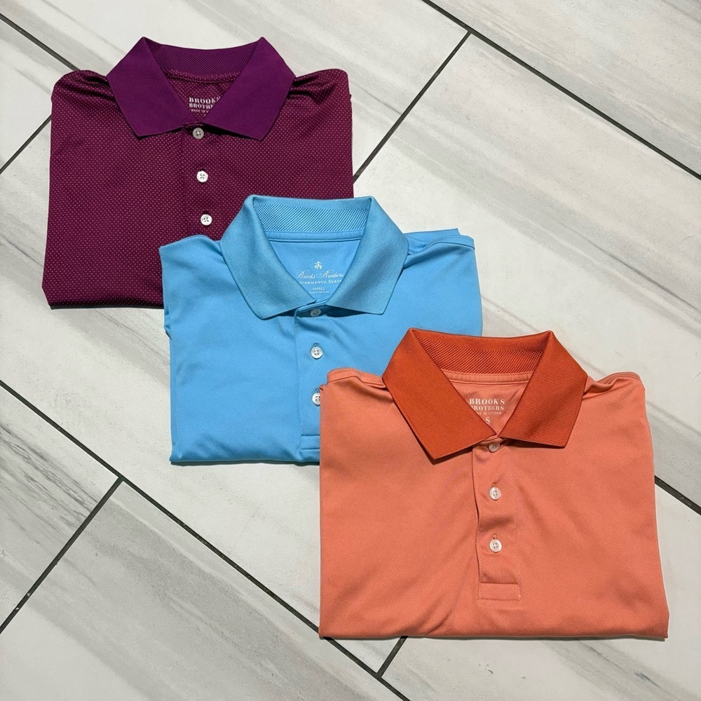 Brooks Brothers Men's Small Polo Shirt Maroon Micro-Dot Stretch Golf Performance - Picture 16 of 16